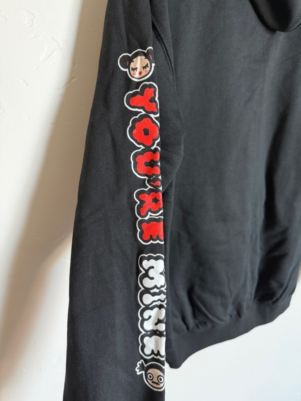 Pucca & Garu Black Graphic Hoodie Sweater Size Medium Kawaii Anime - Picture 8 of 11